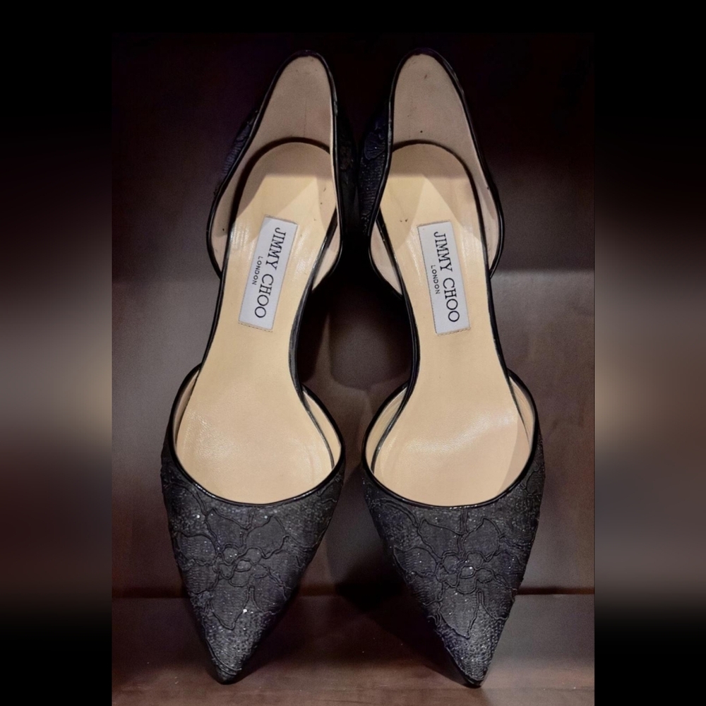 NEW Jimmy Choo London Mariella Black Lace Women's Shoes
